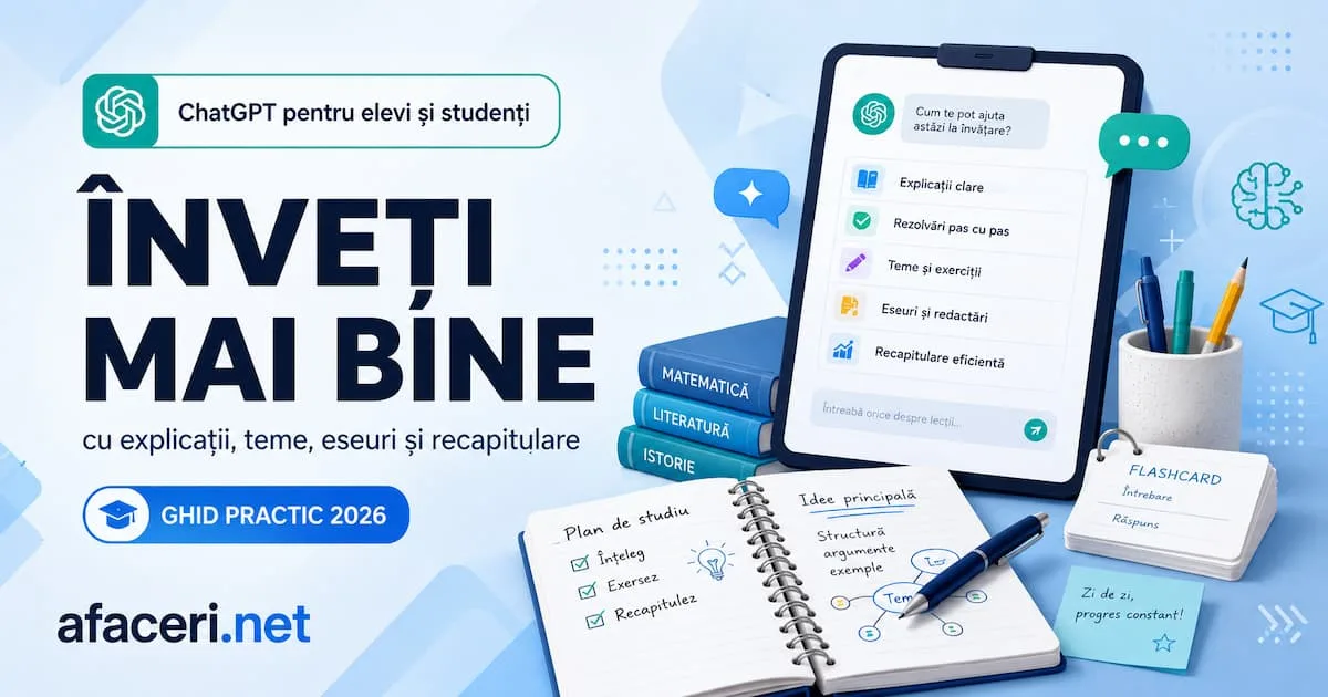 ChatGPT pentru elevi și studenți: cum înveți mai bine, fără să copiezi