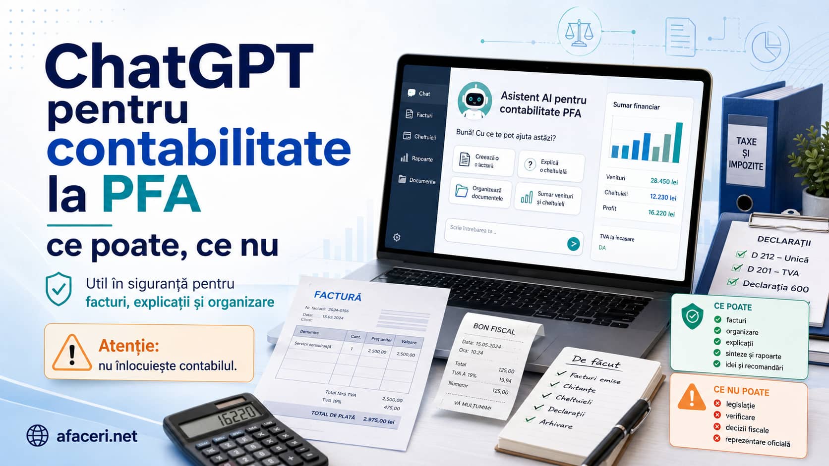 ChatGPT și contabilitatea la PFA: unde ajută și unde te bagă în belele