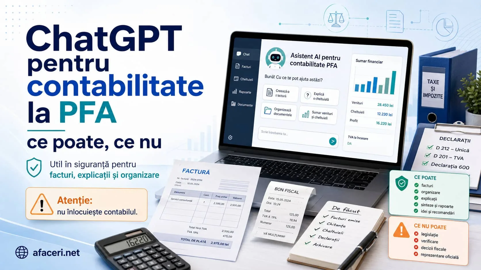 ChatGPT și contabilitatea la PFA: unde ajută și unde te bagă în belele