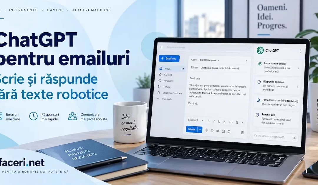 ChatGPT pentru emailuri: cum scrii, răspunzi și organizezi inboxul fără texte robotice