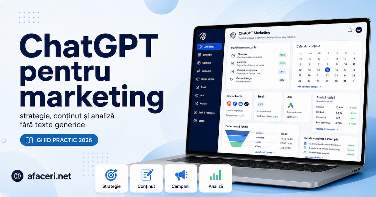 ChatGPT pentru marketing: strategie, conținut și analiză fără texte generice