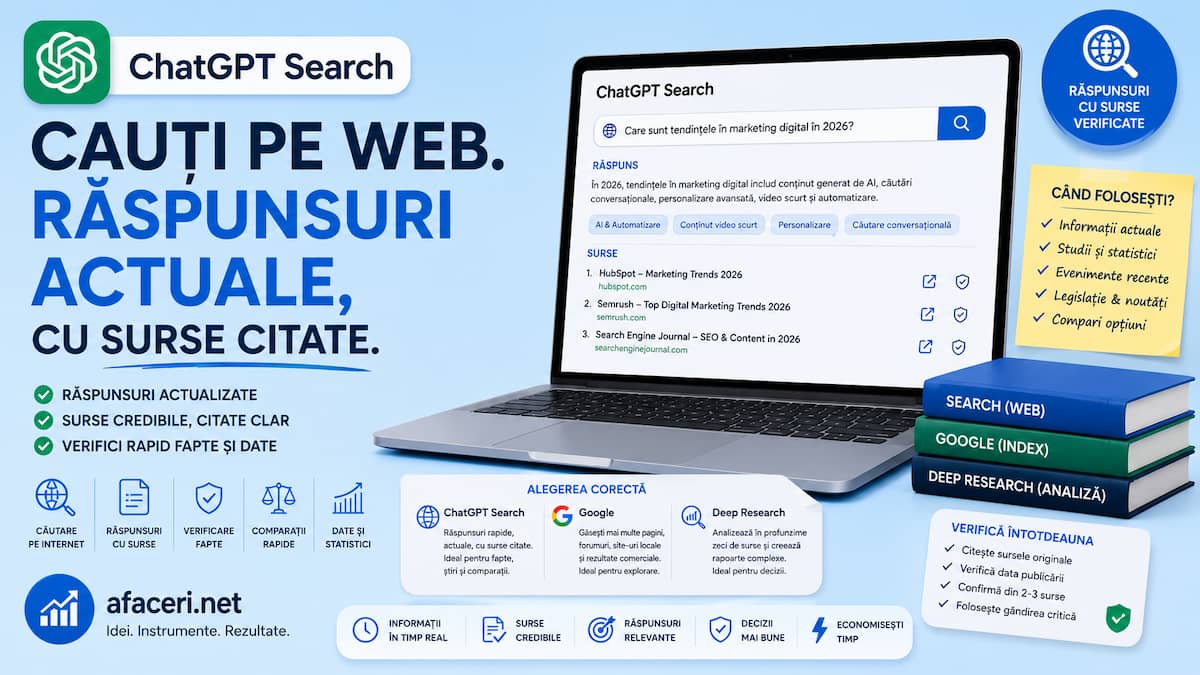 ChatGPT Search: cum cauți pe internet și verifici sursele fără zece taburi