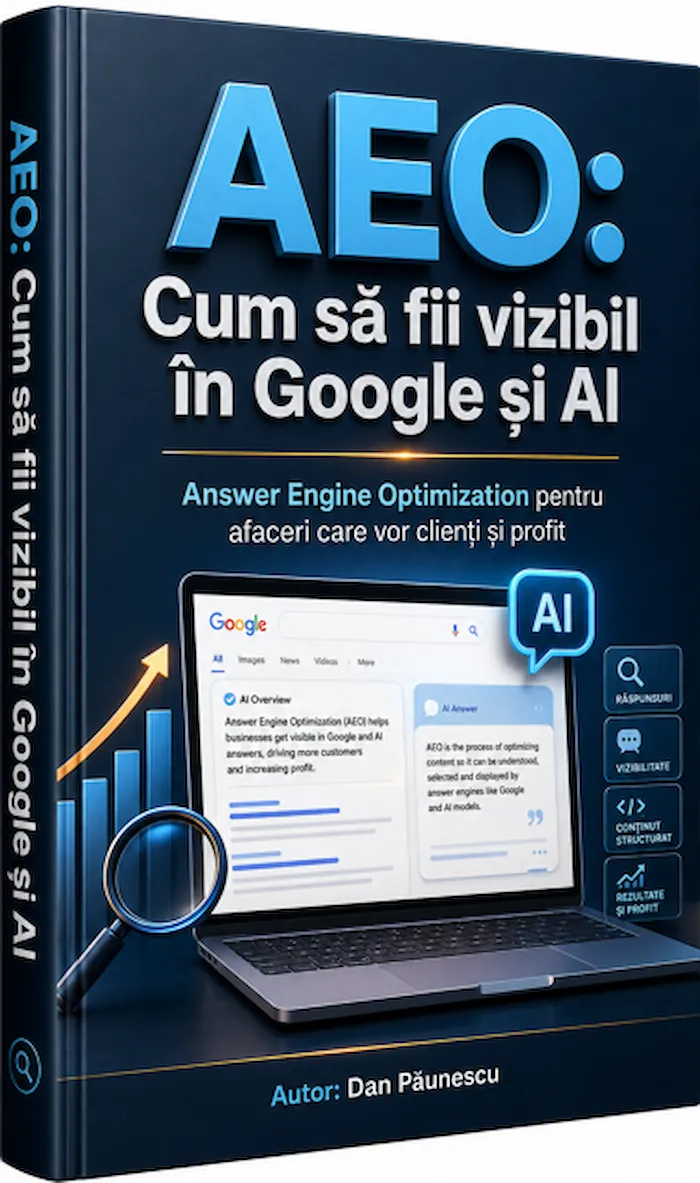 Coperta ebook AEO — Cum să fii vizibil în Google și AI, de Dan Păunescu
