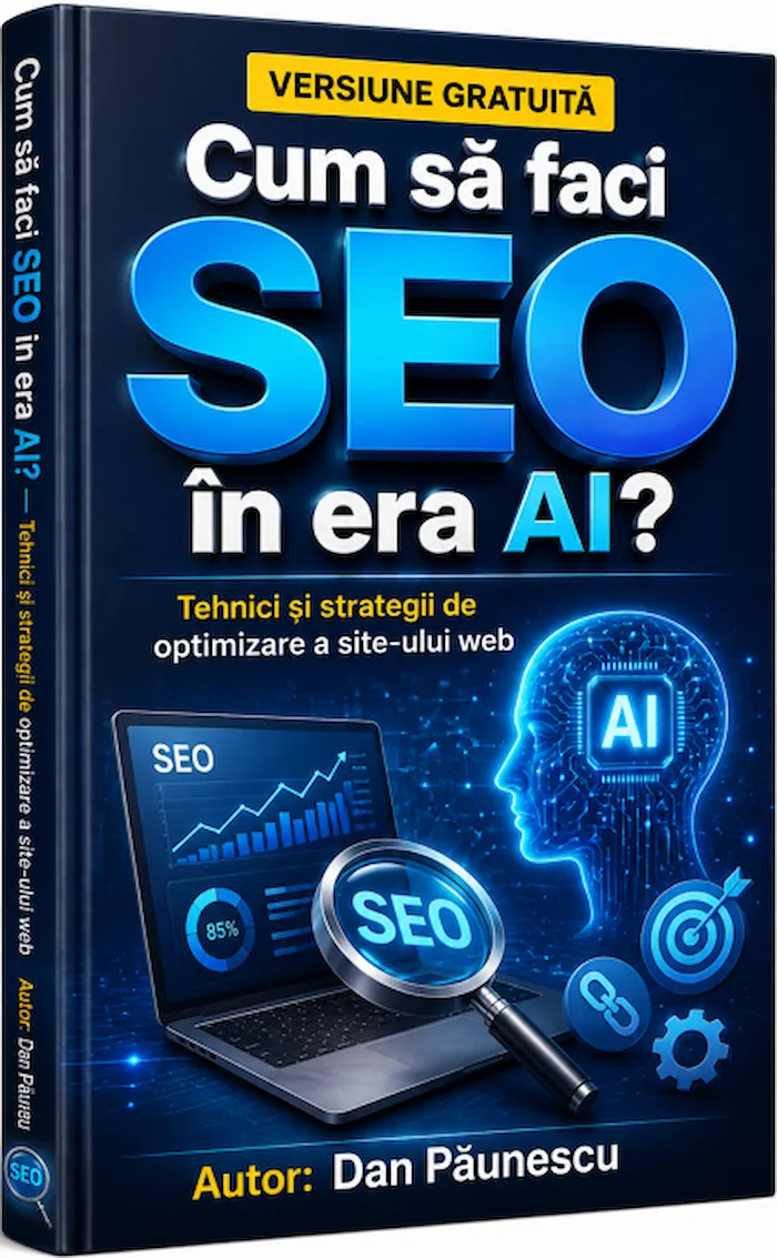 Coperta versiunii gratuite a ebook-ului Cum faci SEO în era AI? — 55 de pagini