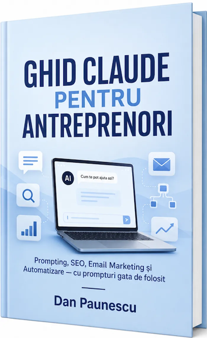 Coperta ebook Ghid Claude pentru Antreprenori, prompting, SEO și automatizare, de Dan Păunescu